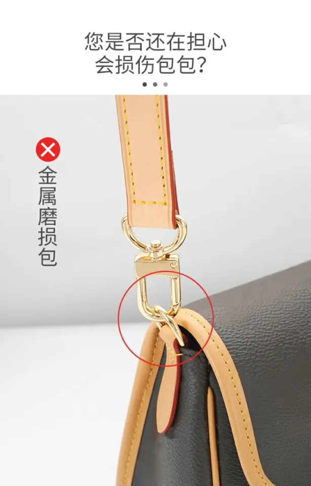 Pre order: Baguette bag crossbody strap LV. Diane. anti-wear buckle leather  shoulder strap adjustment transformation high-end spring ring accessori