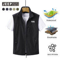 JEEP SPIRIT เสื้อกั๊กผู้ชายเสื้อโค้ทเสื้อแจ็คเก็ตโค้ทลำลอง,เสื้อคลุมมีหลายกระเป๋าสไตล์ลำลองบางยุทธวิธีสำหรับใส่ฤดูร้อนปี M-6XL