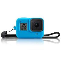 เคสป้องกันซิลิโคนกรอบสีดำสำหรับ Gopro Hero 8ฐานที่ยึดปลอกหุ้มพร้อมสายคล้องสำหรับ Gopro Pro8อุปกรณ์เสริม Hero8