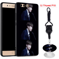 BTS เคสโทรศัพท์สำหรับ Huawei P10ซิลิคอนนุ่มกรณีที่มีรูปแบบเดียวกันแหวนและเชือก