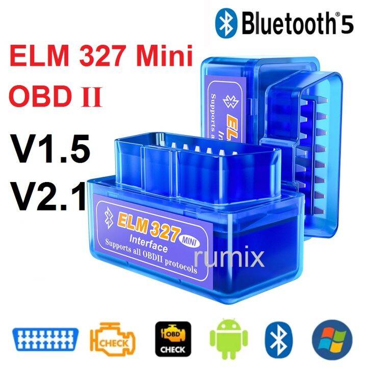 OBD2 OBDII ELM327 Mini Car Scanner Bluetooth Wireless V1.5 V2.1 Alat ...