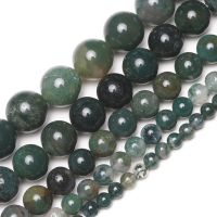 Wholesale Natural Semi-Precious Stone Moss Agates Round Loose Beads 15 Strand 4 6 8 10 12 MM For Jewelry Making DIY Bracelets