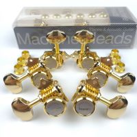 KR-NEW Vintage 1:16 Open Gear Locking Tuning Pegs Gear Butterbean Guitar Machine Heads Tuners Gold