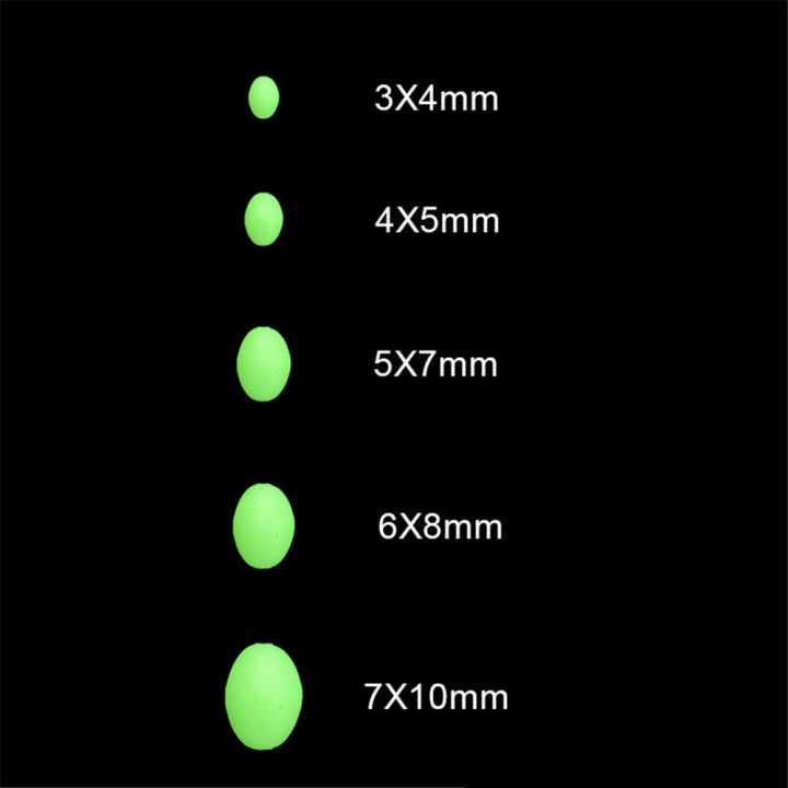 150pcs-set-glow-oval-fishing-tool-accessories-green-rubber-fishing-beads-luminous