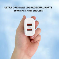 【จัดส่งจากประเทศไทย】 หัวชาร์จ 36W, อะแดปเตอร์ชาร์จแบตเตอรี่, พอร์ต USB 2 พอร์ต, พอร์ตชาร์จเร็ว 36W พร้อมการสนับสนุนการรับประกัน 1 ปี