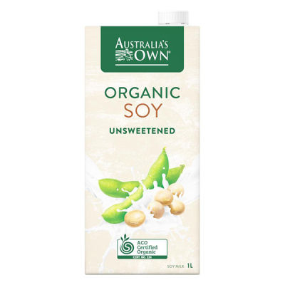 Australias Own Organic Unsweetened Soy Milk 1lt ออสเตรเลียนส์ โอน นมถั่วเหลืองออแกนิค ขนาด 1 ลิตร (0144)