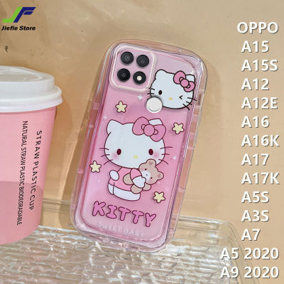 JieFie เคสโทรศัพท์ Hello Kitty น่ารักสำหรับ OPPO A15 / A15S / A5S / A3S / A5 2020 / A9 2020 / A7 / A16 / A17 / A12 / A16K / A17K / A12E การ์ตูน Kuromi อบเชยซองนุ่มกันกระแทกเคสคู่เคสโทรศัพท์