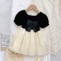 【Ladies shop】สาว39; SPuff แขนลาย Dot2022New KoreanPatchwork SweetDressesClothes WT758