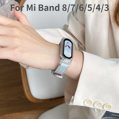 สายหนังเล็บคู่หรือลายลิ้นจี่สำหรับ Mi Band 7 8 Smartband สายนาฬิกาหนังสำหรับวง Xiaomi 8 7 6 5 4 3สายรัดข้อมือสำหรับสาย Xiaomi Mi 8 Miband สายรัดข้อมือ8