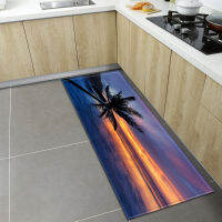 【cw】Sea Beach Landscape Kitchen Floor Mat Plant Tree Home Living Room Rugs Entrance Car Door Mat Non-slip Bathroom Mat Alfom 【hot】