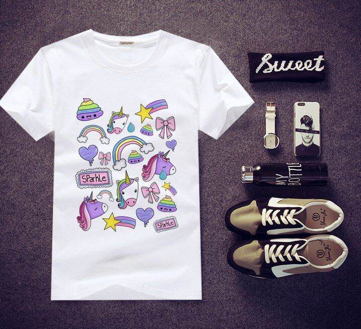 เสื้อยืดสกรีนลาย-unicorn-ใส่สบายๆ-ไม่ยืด-ไม่ย้วย