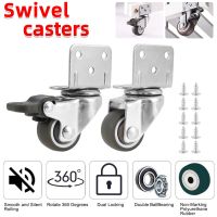 4pcs Swivel Caster Wheels for Furniture 1.5-2 Inch Wear-Resistant TPU Heavy Duty Rubber Caster for Moving Chair with Brake Furniture Protectors Replac