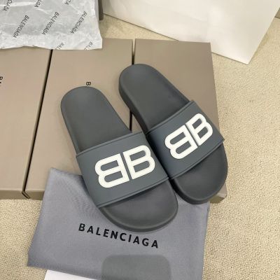 TOP☆【 Box】巴Balenciaga OriginalˉLV รองเท้าแตะเรืองแสงสำหรับสตรีและผู้ชายแฟชั่นใหม่แบนผู้หญิงรองเท้าแตะผู้ชายรองเท้าแตะ
