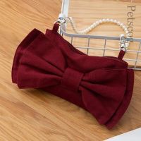 Designer Fashion Womens Handbag Bow Tie Canvas Pearl Chain Shoulder Bag Luxury Trend Party Underarm Bags Female Casual Clutch