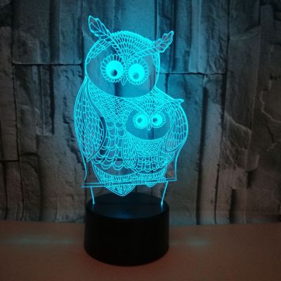 Animal Owl 3D LED RGB Night Light 7 Color Change Desk Light Action Figures Kids Home Christmas Toys