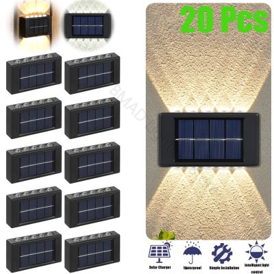 10 LED Solar Wall Lamp Outdoor Waterproof Solar Powered Light UP and Down Illuminate Home Garden Porch Yard Decoration Bulbs  LEDs HIDs