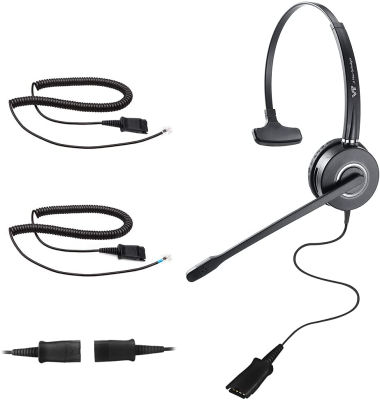 Voiceplus Telephone-Headset Microphone Noise-Cancelling Headphone QD - Quick Disconnect Call Center Headset with RJ09 Cables for Polycom, Avaya, Yealink,Grandstream Phones