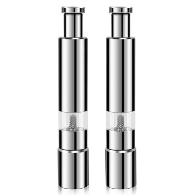 Salt and Pepper Mill Set, Stainless Steel Salt and Pepper Grinder Durable One Hand Operation Salt and Pepper Mill 2 Pack