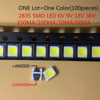 【✆New✆】 QFERF SHOP ความสว่างสูง Led แบบ Smd 2835 1W ขาว100ชิ้น/ล็อต3V 6V 9V 18V 36V 150ma/100ma/30ma/60ma/350ma