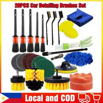 26Pcs Car Detailing Brush Set, Car Detailing Kit, Auto Detailing Drill  Brush Set, Car Detailing Brushes, Car Buffing Sponge Pads Kit,Car