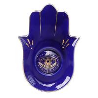 1pc Evil Eye Jewelry Tray Dish Holder Soap Plate Eye Of The Devil Storage Tray Ceramic Buddhist Hand Display Tray For Candle Key
