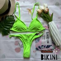 ? SHEIN BIKINI ชุดว่ายน้ำแฟชั่น ชุดว่ายน้ำสีเขียว พร้อมส่งจากไทย GREEN SIZE S M #SHGRN0042