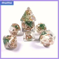 MUMU 7Pcs/set แกนกะโหลกศีรษะ ลูกเต๋า DND 7-Die Table Game D4 D6 D8 D10 D12 D20 ลูกเต๋าหลายด้าน หลายเหลี่ยมเพชรพลอย อะคริลิค ลูกเต๋าเกม TRPG DND