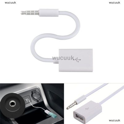 wucuuk สายสัญญาณเสียงตัวผู้ AUX 3.5มม. เป็น USB สายแปลง2.0ตัวเมียสำหรับ MP3ในรถ