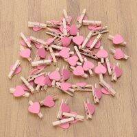 50pcs Mini Clothespins clothes Heart- Shaped Wooden Clothespin Craft Photo Clips Photo Paper Pegs for Scrapbooking Wood Crafts Clips Pins Tacks