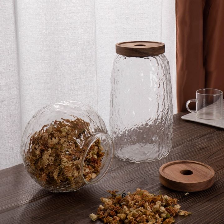 gianxi-retro-glass-airtight-canister-kitchen-storage-bottles-jar-wood-lid-sealed-food-container-tea-coffee-beans-grains-candy