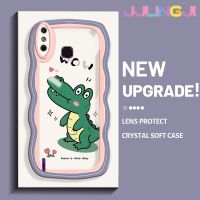 Jjlingji เคสสำหรับ Infinix Smart 4เคส X653 4C ลายการ์ตูนไดโนเสาร์น่ารักขอบครีมดีไซน์ใหม่คลื่นเคสมือถือกันกระแทกแบบใสนิ่มเคสโปร่งใสลายกล้องถ่ายรูปเรียบง่ายอ่อนโยนฝาครอบป้องกัน