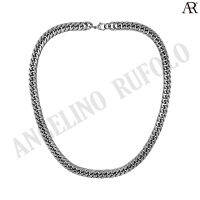 ANGELINO RUFOLO Necklace ดีไซน์ 10 mm. Classic Chain สร้อยคอ Stainless Steel 316L(สแตนเลสสตีล)คุณภาพเยี่ยม สีเงิน