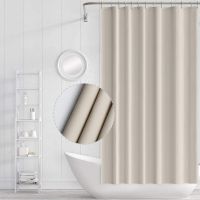 ☍☋ Beige Shower Curtain Waterproof Mildew Resistant Mold Resistant Antibacterial Bath Curtains with Hooks Bathroom Accessories