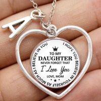 Mom To My Daughter Son Letter I Love You Necklace Romantic Love Heart Letter Glass Dome Pendants Birthday Gift for Family