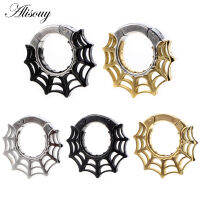 Alisouy 1PC สแตนเลส Spider Web Magnetic Ear Weights Heavy Expander Stretcher ปลั๊กเครื่องวัดต่างหู Body Piercing เครื่องประดับ