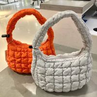 ✇﹍┋ Niche design bag quilted shoulder mini cloud bag cos new candy color pleated down bag underarm bag for women