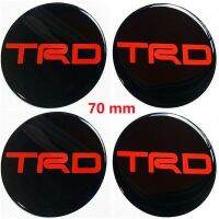 สติกเกอร์ติดดุมล้อ TRD 70 mm เรซิ่นเจล สติกเกอร์ฝาดุม 4 ชิ้น สีแดง ดำ สติ๊กเกอร์แต่งรถ สติ๊กเกอร์ ติดรถ Wheel Center Cap Domed Gel Sticker Decal