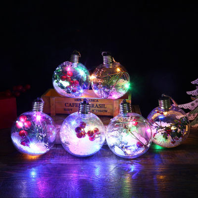 [wondering] 6ชิ้นส่องแสงลูกคริสต์มาสที่มีไฟ LED จี้รีฟิลบอลต้นคริสต์มาสแขวนเครื่องประดับบอลสำหรับพรรค