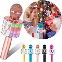 □ Wireless Karaoke Room Microphone Portable Bluetooth Speaker Sound Recorder Home KTV Player LED Lights Professional Sing Kid Chil