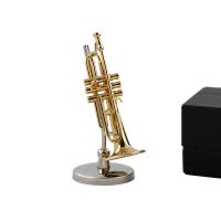 9cm Mini Trumpet Model Musical Instrument Miniature Desk Decor Display Realistic Music Lover Birthday Gift