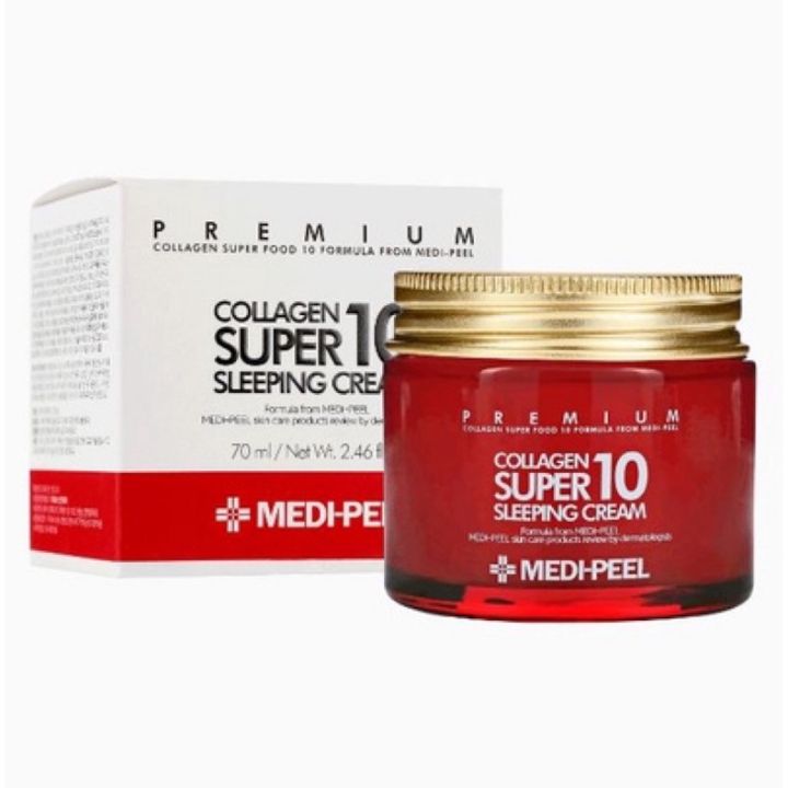 แท้100-medi-peel-collagen-super10-sleeping-cream-70ml-สุดยอดคอลลาเจนครีมที่บำรุงฟื้นฟูผิวให้สวย-เพียงข้ามคืน