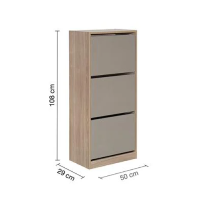 Shoe cabinet with 3 swing doors can hold up to 8-12 pairs size 50x29x108 cm.