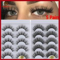 FINGERTIP ART SKONHED 5 Pairs เครื่องมือแต่งหน้าตา Wispy Flared ปุยหลายชั้น หลากสไตล์ 3D Faux Mink Hair ขนตาปลอม กากบาด ต่อขนตา