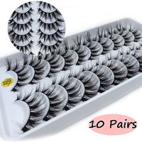 YOKE SKONHED 10 Pairs แฮนด์เมด หนายาว เครื่องมือแต่งหน้าตา Wispies ปุย ขนมิงค์ 3 มิติ เล่มเต็ม ต่อขนตา ขนตาปลอม