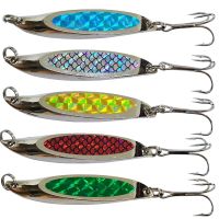 INFOF 5-pieces Spoon Bait Fishing Lure 21g/0.73oz Metal Hard Bait Lures Spoons Trout Bass Fishing Gear Trolling LureLures Baits