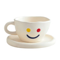 Cute Smile Mug With Smile Plate Matte Ceramic Coffee Tea Cup Set Creative Cup Saucer Home Office Drinkware Unique Birthday Gifts