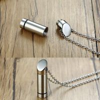 Eternally Loved Hypoallergenic Fashion Stainless Steel Bullet Pill Case Holder Cylinder Urn Pendant Memorial Necklace Jewelry