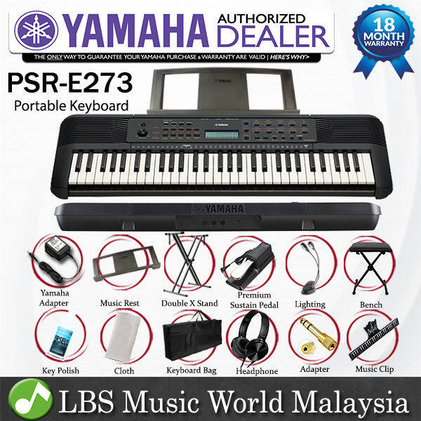 Yamaha PSRE273 61 Keys Portable Keyboard Complete Package with Premium
