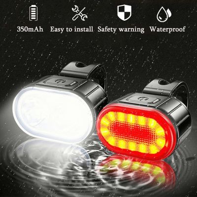 ✺ Bicycle Light Set Front Lamp USB Rechargeable Taillight Super Bright Headlight Waterproof Bike Warning Rear Light Cycling Lamp
