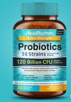 NewRhythm Extra Strength Probiotics 120 Billion CFU 36 Strains, 30 Veg Capsules